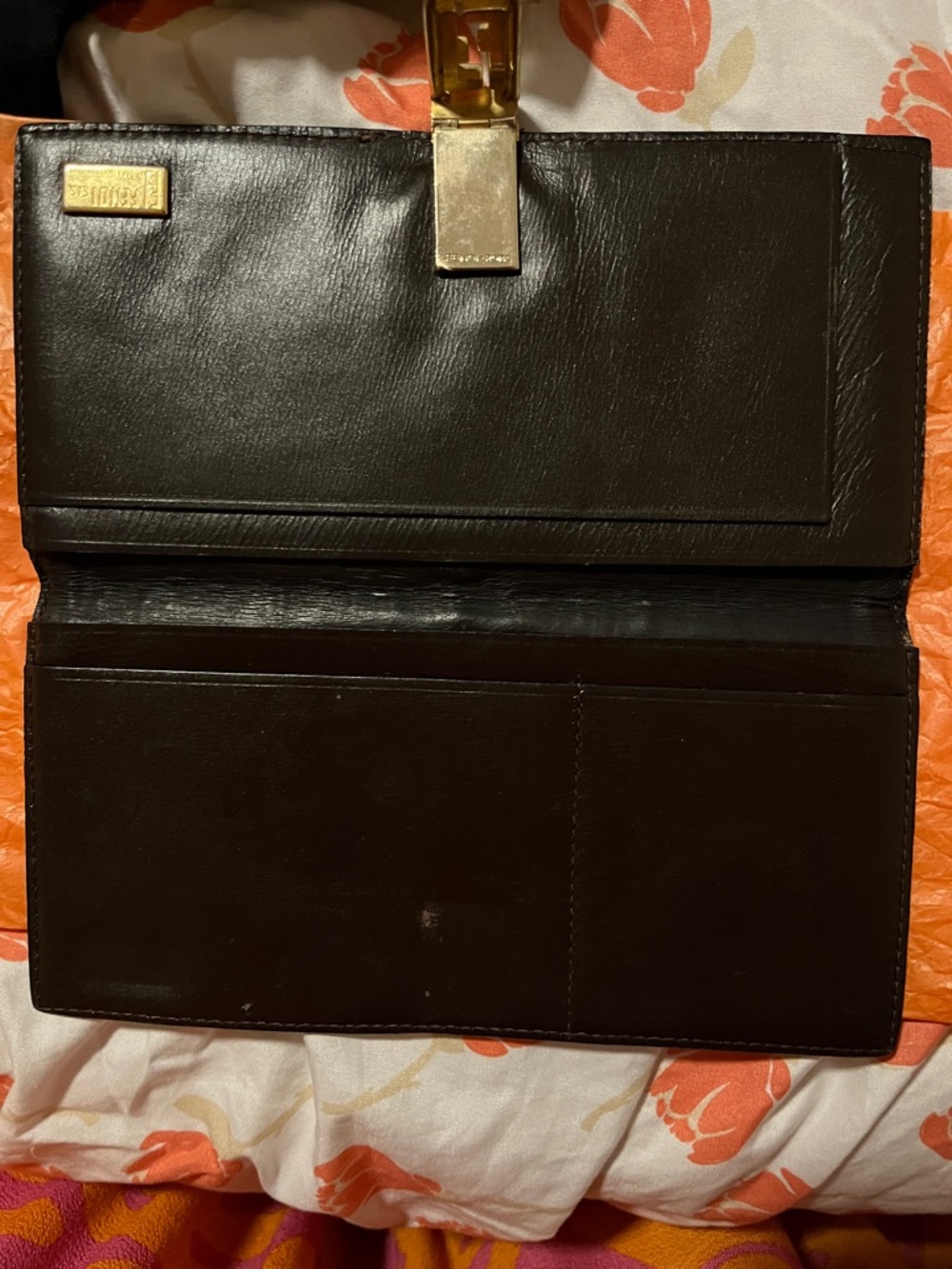 Fendi FF Jacquard Continental Wallet in Brown and Black with Gold Hardware - Picture 2 of 6